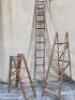 3 x Assorted Wood Ladders and Steps, 1 x 2 Section, 1 x Fold Out & 1 Set of 6 Tread Steps