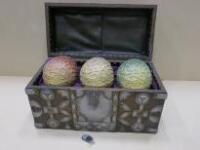 GAME OF THRONES MEMORABILIA - Dragon Eggs from TV Series "Game of Thrones" in Chest with Animated Moving Eggs, Controlled by Remote Control Key-Fob Activation System. LOT UPDATE: Commissioned by HBO's PR & Event Team to promote the show. These are believe