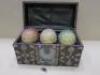 GAME OF THRONES MEMORABILIA - Dragon Eggs from TV Series "Game of Thrones" in Chest with Animated Moving Eggs, Controlled by Remote Control Key-Fob Activation System. LOT UPDATE: Commissioned by HBO's PR & Event Team to promote the show. These are believe