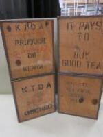 4 x Original Vintage Tea Packing Crates with Stencil Writing. Size 60 x 50 x 40cm