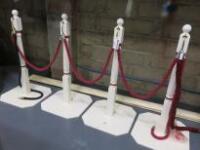 4 x Wooden Barrier Posts with 6 x Sections of Crowd Control Rope