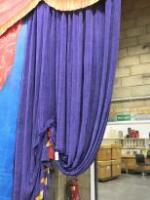 Single Large Purple Curtain with Gold Detail, Approx 20' x 8'