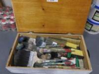 Wooden Crate Containing a Qty of Assorted Size Paint Brushes