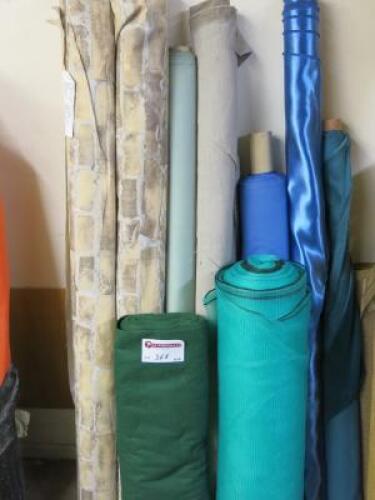 9 x Rolls of Assorted Size & Type, Green, Blue & Mixed Colour Fire Retardant Materials