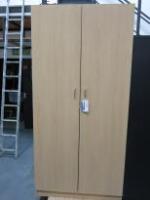 Light Wood Finish 2 Door Stationary Cupboard with Key. Size 210cm x 1m x 47cm