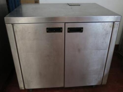 2 Door Stainless Steel Storage Cupboard with Prep Top. Size H86 x W90 x D65cm