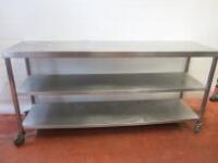 Mobile 3 Shelf Stainless Steel Unit. Size H90 x W180 x D50