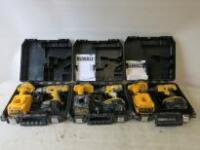 5 x Assorted DeWalt Cordless Drills. Comes with 10 x Batteries & Chargers (As Viewed)