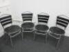 4 x Aluminium Outdoor Stacking Chairs with Black Wood Effect Plastic Slats