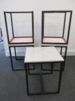 5 x Quartz Topped Tables on Box Metal Frame Base. Size H70 x W60 x D60cm