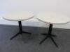 2 x Small Round Quartz Side Tables on Black Cast Base. Size H47 x Dia50cm