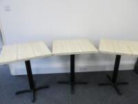 3 x Painted Solid Pine Plank Top Tables on Black Cast Base. Size H79 x W65 x D65cm