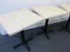 3 x Painted Solid Pine Plank Top Tables on Black Cast Base. Size H79 x W65 x D65cm - 2