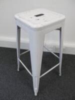 White Pressed Steel Stool