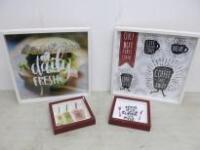 4 x Box Frame, Glazed Pictures. 2 x 52 x 52cm & 2 x 25 x 25cm