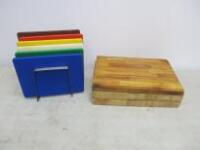 Qty of Chopping Boards to Include: 6 x Colour Coded Chopping Boards & 3 x Wood Chopping Boards
