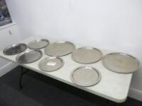 8 x Assorted Sized Metal Circular Trays