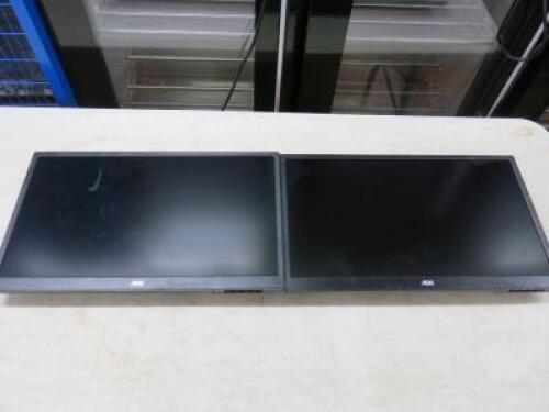 2 x AOC 24" LCD Monitor, Model M2470SWH. No Stands