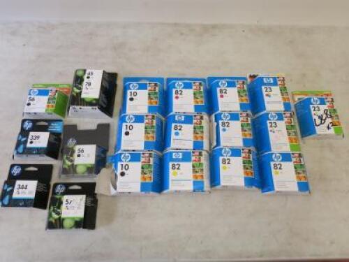 28 x Assorted HP & Brother Inks to Include: 7 x 82, 3 x 10, 3 x 23, 1 x 45/78 & 2 x 301, 1 x 932 & 11 x Other. (NOTE: Dates Expire