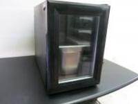 LY0818A-W, 18L Mini Glass Fronted Fridge with S/S Container.