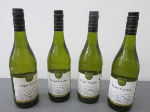 4 x Bottles of Berri Estates Unoaked Chardonnay 2017, 75cl