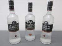 3 x Bottles of Russian Standard Vodka, 70cl