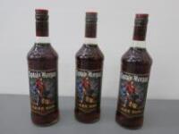 3 x Bottles of Captain Morgan Dark Rum, 70cl
