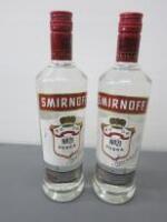 2 x Bottles of Smirnoff Vodka, 70cl