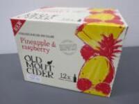Case of 12 Bottles of Old Mount Cider Pineapple & Raspberry Flavour, 50cl. BBE 30/09/20