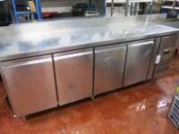 Furnotel 4 Door Refrigerated Counter Top Preparation Unit, Model GN4200TN. Size H90cm x W225cm x D70cm