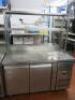Furnotel 2 Door Mobile Refrigerated Counter Top Preparation Unit with Shelf Over, Model GN2200TN. Size H170cm x W 136cm x D70cm