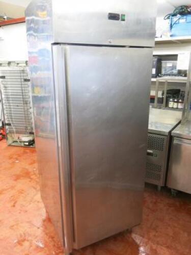 Furtnotel Commercial Stainless Steel Single Door Refrigerator, Model GN650TN. Size H202cm x W75cm x D83cm