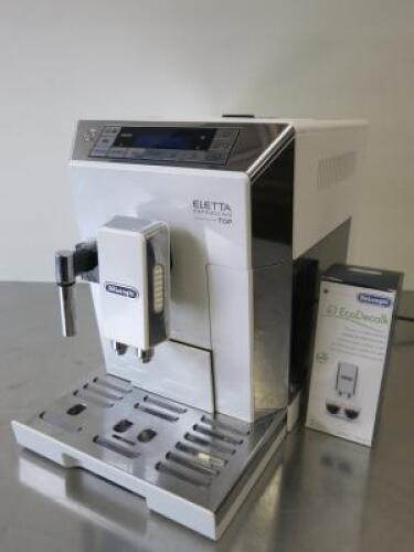 Delonghi Eletta Cappuccino Bean To Cup Coffee Machine with Bottle of Delonghi Eco Decalk