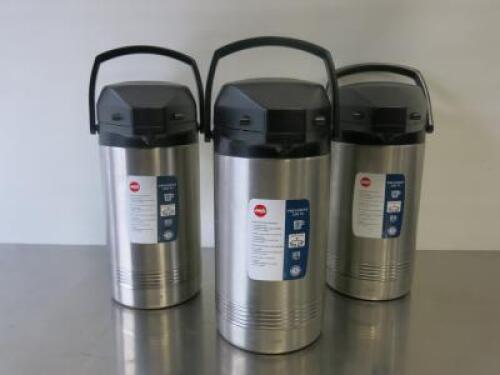 3 x EMSA President 3Lt Stainless Steel Pump Vacuum Jug