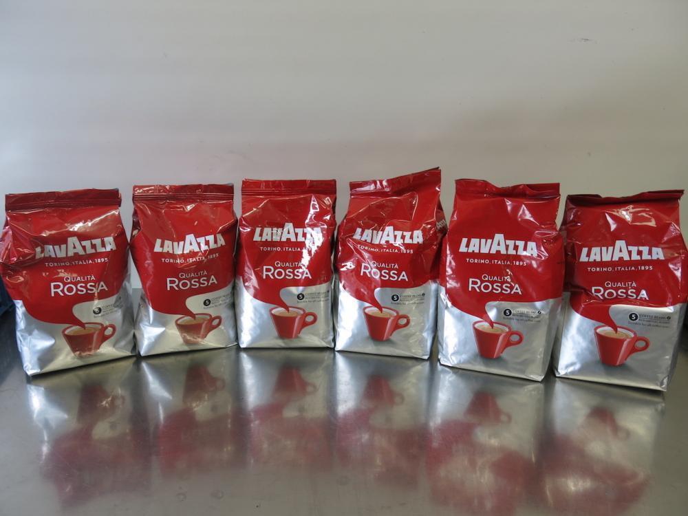 6 x Bags of 1kg Lavazza Qualita Rossa Rich & Full Bodied Coffee Beans