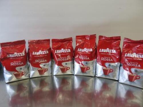 6 x Bags of 1kg Lavazza Qualita Rossa Rich & Full Bodied Coffee Beans