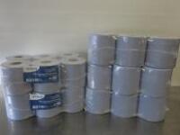 5 x Packs of 6 Rolls Quattro Blue Standard Centre Feed 2 Ply Tissue