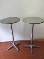 2 x Aluminium Outdoor High Bar Tables. Size H110cm x D60cm