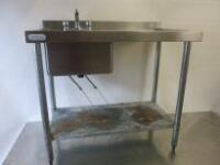 Stainless Steel Single Deep Basin Sink with Mixer Tap & Drainer & Shelf Under. Size H90cn x W100cm x D60cm