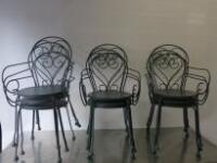 9 x Grey Metal Outdoor Stacking Chairs