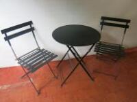 Quantity of Metal Outdoor Folding Bistro/Cafe Metal Furniture to Include: 3 x Round Metal Tables & 7 x Metal Folding Chairs