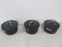 3 x Mussel Cast Aluminium Induction Pots