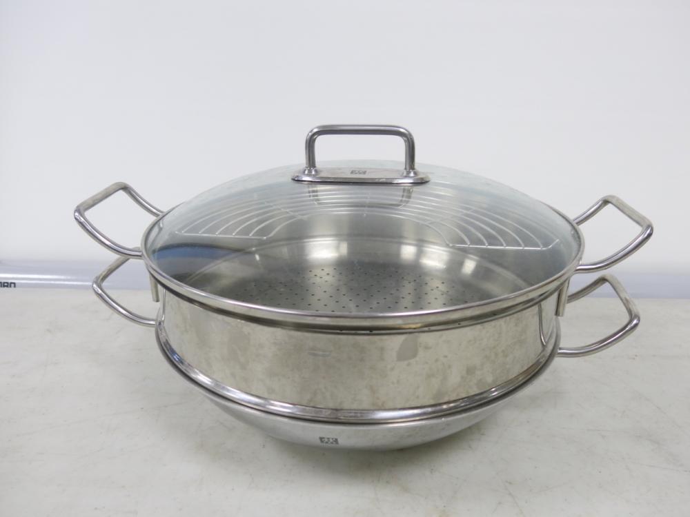 Zwilling Induction 33cm Wok with Glass Lid & Colander Insert
