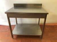Stainless Steel Prep Table with Shelf Under & Splash Back. Size H90cm x W100cm x D70cm