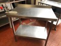 Stainless Steel Prep Table with Shelf Under & Splash Back with Bonzer Can Opener. Size H85cm x W90cm x D60