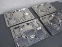 12 x Insideretail Rectangle Thali Stainless Steel 6 Compartment Plates