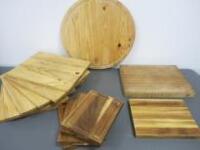 13 x Assorted Sized Wooden Chopping Boards