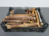 Crate of Assorted Wooden Pestles (As Pictured/Viewed)