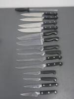 Set of 14 Zwilling Professional Kitchen Knives with Knife Steel (As Pictured/Viewed)