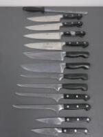 Set of 12 Zwilling Professional Kitchen Knives with Knife Steel (As Pictured/Viewed)